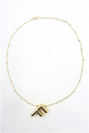 Kadın Gold 3 Boyutlu F Harfi Gold Kolye ALC-X13856