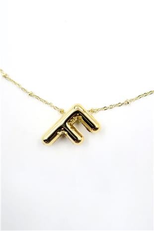 Kadın Gold 3 Boyutlu F Harfi Gold Kolye ALC-X13856