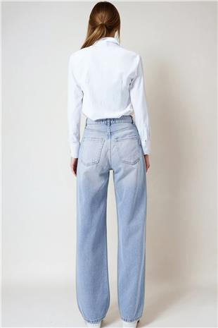 Kadın Buz Mavi 5 Cepli Baggy Jean VS01020