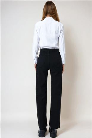 Kadın Siyah 5 Cepli Bol Paça Palazzo Jean VS01019