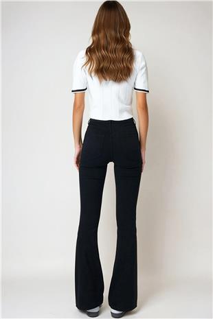Kadın Siyah 5 Cepli İspanyol Paça Jean VS01017