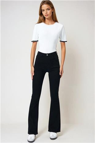 Kadın Siyah 5 Cepli İspanyol Paça Jean VS01017