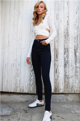 Kadın Lacivert 5 Cepliyıkamalı Dar Paça Jean Pantolon ALC-X14471