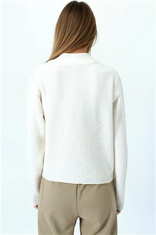 Kadın Taş Aksesuar Detaylı V Yaka Uzun Kollu Triko Bluz VS01059