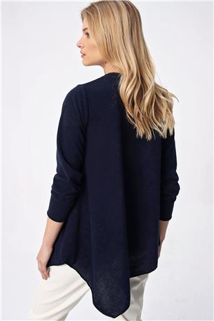Kadın Lacivert Asimetrik Kesim Tunik ALC-X5261