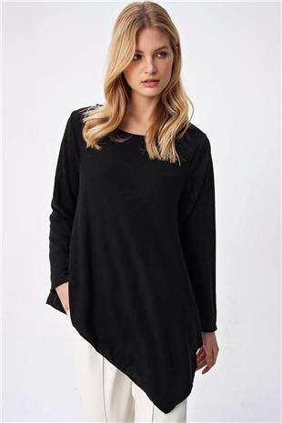 Kadın Siyah Asimetrik Kesim Tunik ALC-X5261