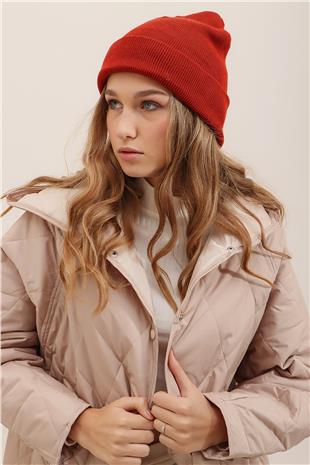 Kadın Kırmızı Basic Pamuklu Bere ALC-A2409