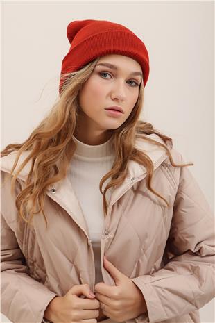 Kadın Kırmızı Basic Pamuklu Bere ALC-A2409