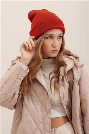 Kadın Kırmızı Basic Pamuklu Bere ALC-A2409