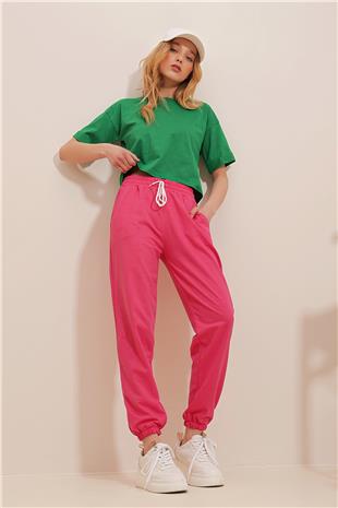 Kadın Fuşya Beli Ve Paçası Lastikli Basic Eşofman Altı ALC-X5902