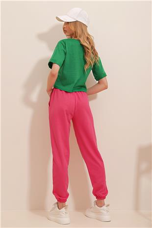 Kadın Fuşya Beli Ve Paçası Lastikli Basic Eşofman Altı ALC-X5902