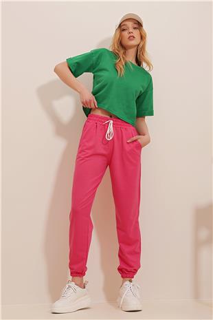 Kadın Fuşya Beli Ve Paçası Lastikli Basic Eşofman Altı ALC-X5902