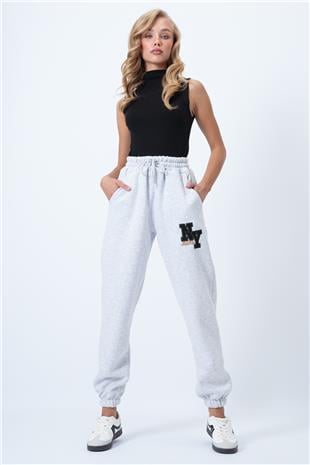 Kadın Karmelanj Beli Ve Paçası Lastikli Çift Cepli Nakışlı Eşofman Altı ALC-X14451