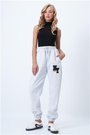 Kadın Karmelanj Beli Ve Paçası Lastikli Çift Cepli Nakışlı Eşofman Altı ALC-X14451