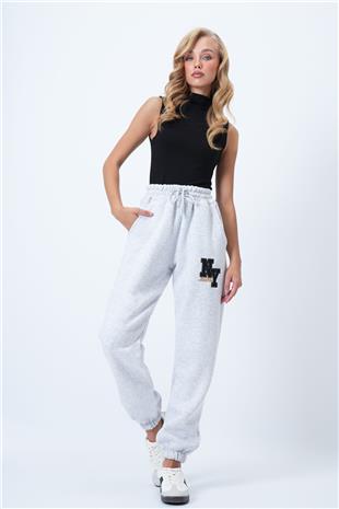 Kadın Karmelanj Beli Ve Paçası Lastikli Çift Cepli Nakışlı Eşofman Altı ALC-X14451