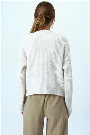 Kadın Taş Bisiklet Yaka Düz Örgü Triko Kazak VS01045