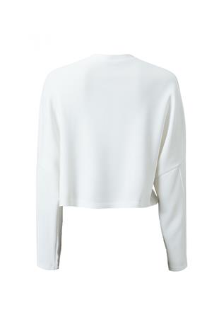 Kadın Ekru Bisiklet Yaka Yarım Kol Crop Basic Bluz VS01035