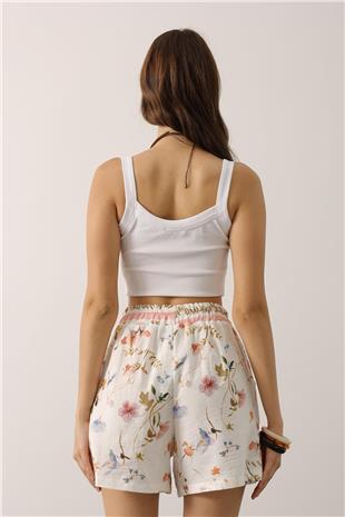 Kadın Mix Çiçek Desenli Beli Lastikli Şort VS00638