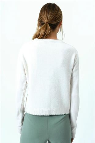 Kadın Bordo Çiçek Desenli Düğmeli Triko Hırka VS01047