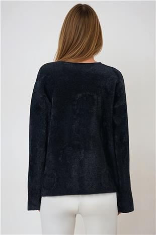 Kadın Siyah Çift Bağcıklı Püsküllü Hırka VS01004