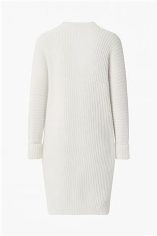 Kadın Ekru Çift Cepli Oversize Triko Hırka VS00737