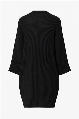 Kadın Siyah Çift Cepli Oversize Triko Hırka VS00737