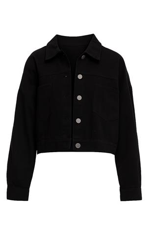 Kadın Siyah Crop Denım Ceket ALC-X3631-RV