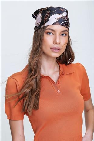 Kadın Siyah Desenli Fular ALC-A2190