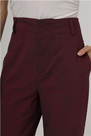 Kadın Bordo Çift Cepli Duble Paça Pantolon VS00587