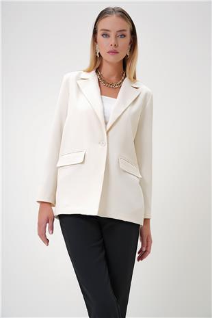 Kadın Bej İçi Astarlı Blazer Ceket ALC-X12901