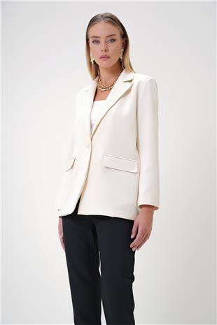 Kadın Bej İçi Astarlı Blazer Ceket ALC-X12901
