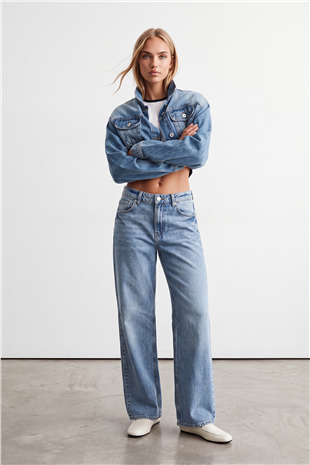 Kadın Açık Mavi Yüksek Bel Wide Leg Jean Alc-X15829
