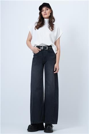 Kadın ANTRASİT Yüksek Bel 5 Cepli Baggy Jean VS01450