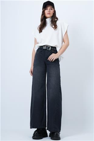 Kadın ANTRASİT Yüksek Bel 5 Cepli Baggy Jean VS01450