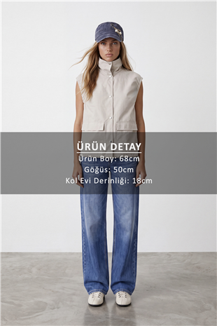 Kadın Bej Oversize Trençkot Yelek Alc-X15621