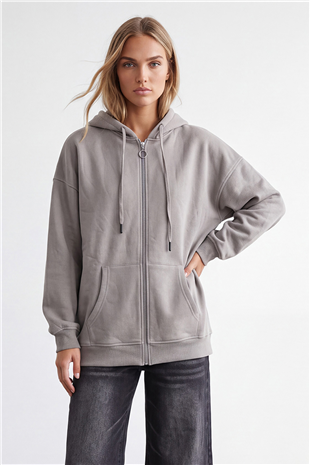 Kadın Bej Üç İplik Şardonlu Oversize Sweatshirt Alc-X15945