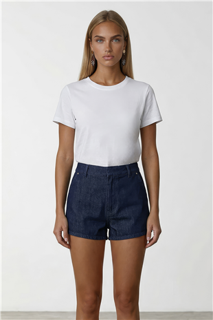 Kadın Beyaz Bisiklet Yaka Basic Bluz Alc-X15455