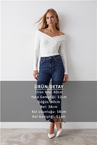 Kadın Beyaz Geniş Yakalı Ottoban Bluz ALC-X14342