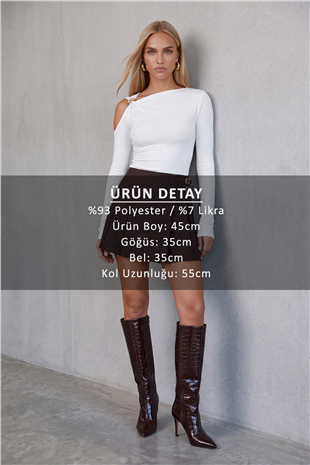 Kadın Beyaz Gold Aksesuarlı  Scuba  Bluz Alc-X15776