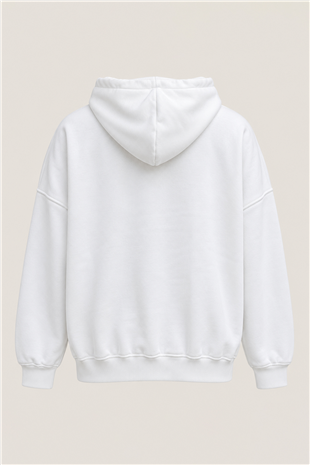 Kadın Beyaz Üç İplik Şardonlu Oversize Sweatshirt Alc-X15945