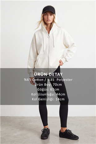 Kadın Beyaz Üç İplik Şardonlu Oversize Sweatshirt Alc-X15945