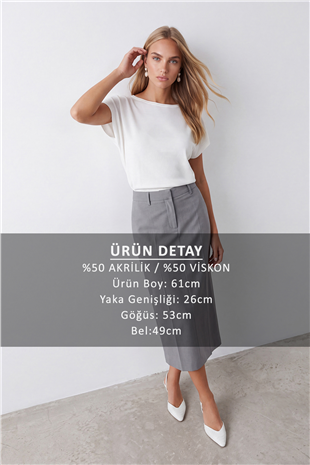 Kadın Ekru Bisiklet Yaka Sıfır Kol Triko Bluz Alc-X15656
