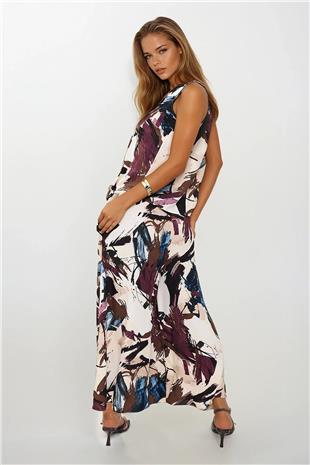 Kadın EKRU KAHVE Beli Bağlamalı Çift Cepli Pantolon ve Bluz Takım VS00367