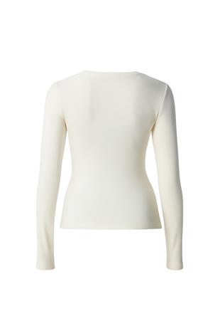 Kadın EKRU Parmak Detaylı Bisiklet Yaka Basic Bluz VS01469