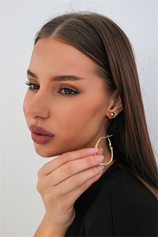 Kadın Gold Çelik Dönüştürülebilir Çelik Charm Küpe Alc-X15363