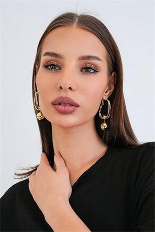 Kadın Gold Çelik Dönüştürülebilir Çelik Charm Küpe Alc-X15363