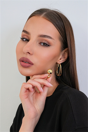 Kadın Gold Çelik Dönüştürülebilir Çelik Charm Küpe Alc-X15363