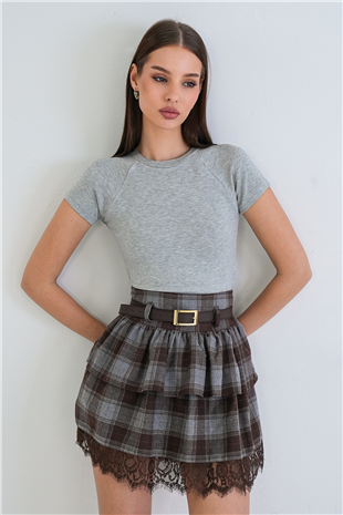 Kadın Grimelanj Bisiklet Yaka Reglan Kol Likralı Örme Bluz Alc-X15388