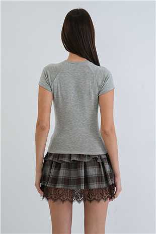 Kadın Grimelanj Bisiklet Yaka Reglan Kol Likralı Örme Bluz Alc-X15388