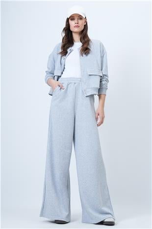 Kadın Grimelanj Çift Cepli Crop Ceket Ve Geniş Paça Pantolon Takım Alc-X14695